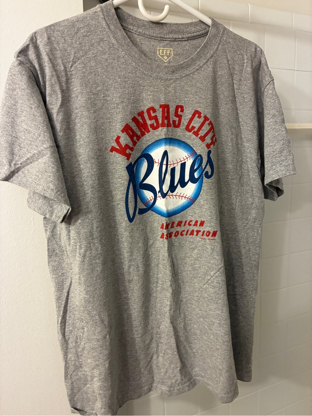 Ebbets Field Flannels Kansas City Blues Grey L Graphic Tee